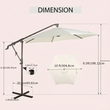 Outdoor umbrella with dimensions on a white background