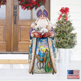 Santa and the Guardian Angels Christmas Outdoor Scene by G. DeBrekht - Christmas Santa Snowman Decor - 811832F