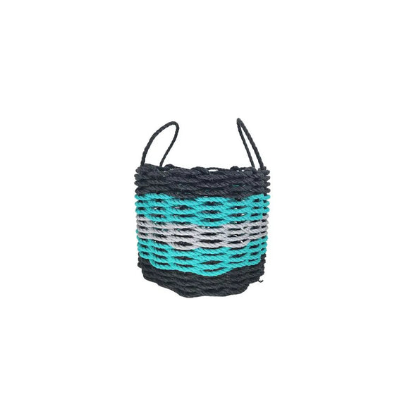 Five Stripe Rope Storage Basket Black, Teal & Gray - FREE SHIPPING