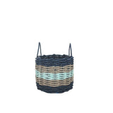 Five Stripe Rope Storage Basket Navy, Tan and Seafoam - FREE SHIPPING