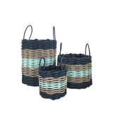 Five Stripe Rope Storage Basket Navy, Tan and Seafoam - FREE SHIPPING