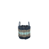 Five Stripe Rope Storage Basket Navy, Tan and Seafoam - FREE SHIPPING