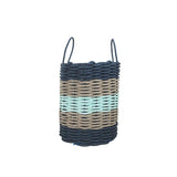 Five Stripe Rope Storage Basket Navy, Tan and Seafoam - FREE SHIPPING