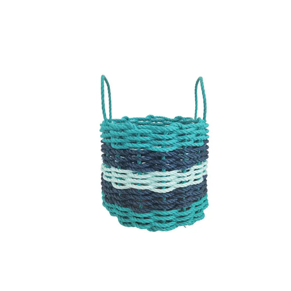 Five Stripe Rope Storage Basket Teal, Navy Blue & Seafoam - FREE SHIPPING