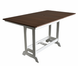 Table with brown top and white base on a white background