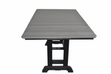 Gray outdoor table with black base on a white background