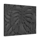 Charcoal Monstera Canvas Print – Botanical Wall Art