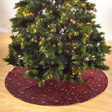 Fennco Styles Embroidered and Sequined Christmas Tree Skirt 54" X 54" Round - Burgundy Holiday Tree Skirt for Home, Holiday Tree, Indoor & Outdoor, and Special Occasion