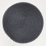 Fennco Styles Pom Pom Textured Placemats 15 Inches Round, Set of 4 – Modern Traycloth Table Mats for Home, Dining Room Décor, Banquets, Indoor & Outdoor and Special Events