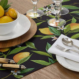 Fennco Styles Spring Summer Lemon Printed Table Runner 16 x 72 Inch - Black Table Cover for Indoor Outdoor Décor, Dining Room, Banquets, Everyday Use and Special Occasions