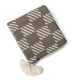 Fennco Styles Checkered Knit Throw Blanket with Tassel 50" W x 60" L – Brown Geometric Pattern Lightweight Blanket for Indoor Outdoor, Couch, Bedroom, Living Room and Office Décor