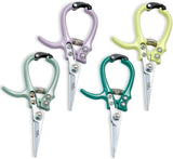 Set of four colorful garden shears on a white background