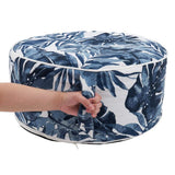 Fennco Styles Modern Tropic Design Round Indoor & Outdoor Pouf – 200lbs Weight Capacity Removable Cover Ottoman for Low Seat, Bedroom, Backyard and Living Room Décor