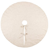Fennco Styles Red Piping Design Decorative Christmas Tree Skirt 56 Inch Round - Linen Blend Holiday Tree Skirt for Home, Christmas Tree, Indoor Outdoor Decoration