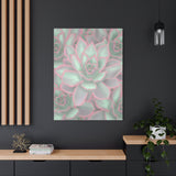 Echeveria Violet Queen Succulent Pattern Canvas Print – Botanical Wall Art