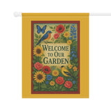 Garden Welcome Banner, Floral Garden Decor, Home Sweet Home Sign, Outdoor Flag for Garden Lovers, Welcome To Our Garden