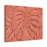 Coral Monstera Canvas Print – Botanical Wall Art