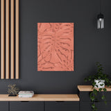 Coral Monstera Canvas Print – Botanical Wall Art