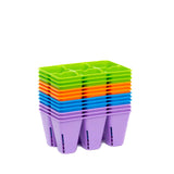 Stack of colorful 6 Cell Plug Tray Inserts