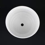 3-Piece White Stoneware Planter Pot Set with Ribbed Texture on a black background