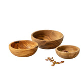Natural Olive Wood Nesting Bowls - Set of 3
