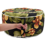 Fennco Styles Modern Tropic Design Round Indoor & Outdoor Pouf – 200lbs Weight Capacity Removable Cover Ottoman for Low Seat, Bedroom, Backyard and Living Room Décor