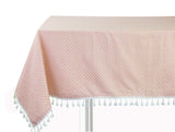 Fennco Styles Simply Striped Tassel Cotton Blend 55 x 55 Inch Tablecloth - Green Table Cover for Banquets, Holiday, Special Events, Outdoor and Home Décor