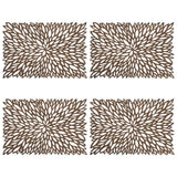Fennco Styles Unique Engineered Wood Laser Cut Placemats 12"x18" Rectangular, Set of 4 – Brown Modern Traycloth Table Mats for Home, Dining Room Décor, Banquets, Indoor Outdoor and Special Events