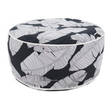 Fennco Styles Modern Tropic Design Round Indoor & Outdoor Pouf – 200lbs Weight Capacity Removable Cover Ottoman for Low Seat, Bedroom, Backyard and Living Room Décor