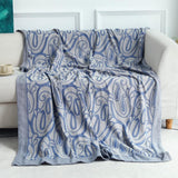 Fennco Styles Modern Paisley Knit Throw Blanket 50" W x 60" L – Blue Bohemian Lightweight Blanket for Indoor Outdoor, Couch, Bedroom, Living Room and Office Décor