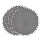 Fennco Styles Pom Pom Textured Placemats 15 Inches Round, Set of 4 – Modern Traycloth Table Mats for Home, Dining Room Décor, Banquets, Indoor & Outdoor and Special Events