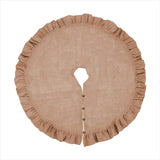 Fennco Styles Holiday Décor Ruffled Jute Christmas Tree Skirt - Natural Burlap Tree Skirt for Home, Office, Outdoor, Winter Holidays and Special Occasions