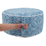 Fennco Styles Modern Tropic Design Round Indoor & Outdoor Pouf – 200lbs Weight Capacity Removable Cover Ottoman for Low Seat, Bedroom, Backyard and Living Room Décor