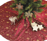 Fennco Styles Embroidered and Sequined Christmas Tree Skirt 54" X 54" Round - Burgundy Holiday Tree Skirt for Home, Holiday Tree, Indoor & Outdoor, and Special Occasion