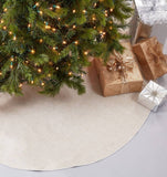 Fennco Styles Red Piping Design Decorative Christmas Tree Skirt 56 Inch Round - Linen Blend Holiday Tree Skirt for Home, Christmas Tree, Indoor Outdoor Decoration