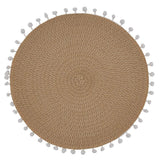 Fennco Styles Pom Pom Textured Placemats 15 Inches Round, Set of 4 – Modern Traycloth Table Mats for Home, Dining Room Décor, Banquets, Indoor & Outdoor and Special Events