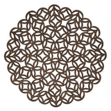 Fennco Styles Unique Engineered Wood Laser Cut Placemats 15" Round, Set of 4 – Brown Modern Traycloth Table Mats for Home, Dining Room Décor, Banquets, Indoor Outdoor and Special Events