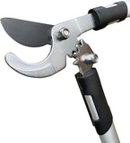 Garden pruner with black and silver handle on a white background
