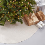 Fennco Styles Red Piping Design Decorative Christmas Tree Skirt 56 Inch Round - Linen Blend Holiday Tree Skirt for Home, Christmas Tree, Indoor Outdoor Decoration