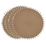 Fennco Styles Pom Pom Textured Placemats 15 Inches Round, Set of 4 – Modern Traycloth Table Mats for Home, Dining Room Décor, Banquets, Indoor & Outdoor and Special Events