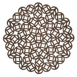 Fennco Styles Unique Engineered Wood Laser Cut Placemats 15" Round, Set of 4 – Brown Modern Traycloth Table Mats for Home, Dining Room Décor, Banquets, Indoor Outdoor and Special Events