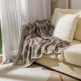 Fennco Styles Checkered Knit Throw Blanket with Tassel 50" W x 60" L – Brown Geometric Pattern Lightweight Blanket for Indoor Outdoor, Couch, Bedroom, Living Room and Office Décor