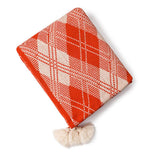 Fennco Styles Fall Plaid Knit Throw Blanket with Tassel 50" W x 60" L – Orange Geometric Pattern Lightweight Blanket for Indoor Outdoor, Couch, Bedroom, Living Room and Office Décor