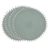 Fennco Styles Pom Pom Textured Placemats 15 Inches Round, Set of 4 – Modern Traycloth Table Mats for Home, Dining Room Décor, Banquets, Indoor & Outdoor and Special Events