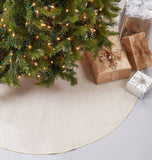 Fennco Styles Red Piping Design Decorative Christmas Tree Skirt 56 Inch Round - Linen Blend Holiday Tree Skirt for Home, Christmas Tree, Indoor Outdoor Decoration