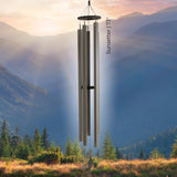 Musical Zenith Series Wind Chime with 'Sunsetter' label against a mountainous landscape