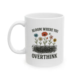"Bloom Where You Overthink" Wildflower Scribble Mug