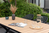Panama Dark Rectangular Table and 6 Nassau Black Aluminum