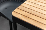 Portals Dark Rectangular Teak Table and 6 Nassau Black Aluminum Dining Set