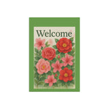 Welcome – Camellia & Azalea Garden Banner, Floral Welcome Flag for Home, Outdoor Decor, Housewarming Gift, Garden Party